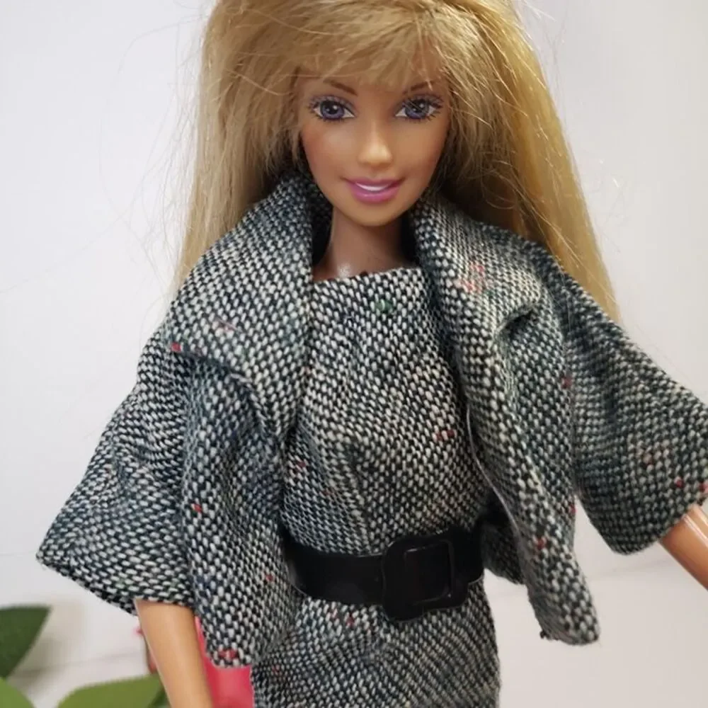 Artisan Handmade Vintage Style Tweed Suit Outfit on 1990s Mattel Barbie Doll